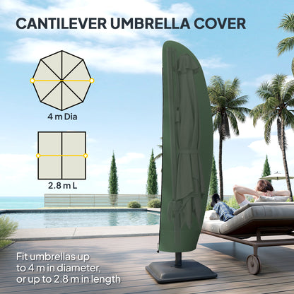 Parasol Cover | 300D Oxford & PVC Coating | Side Zip & Cord Lock | Fits 2-4m Umbrellas | Green