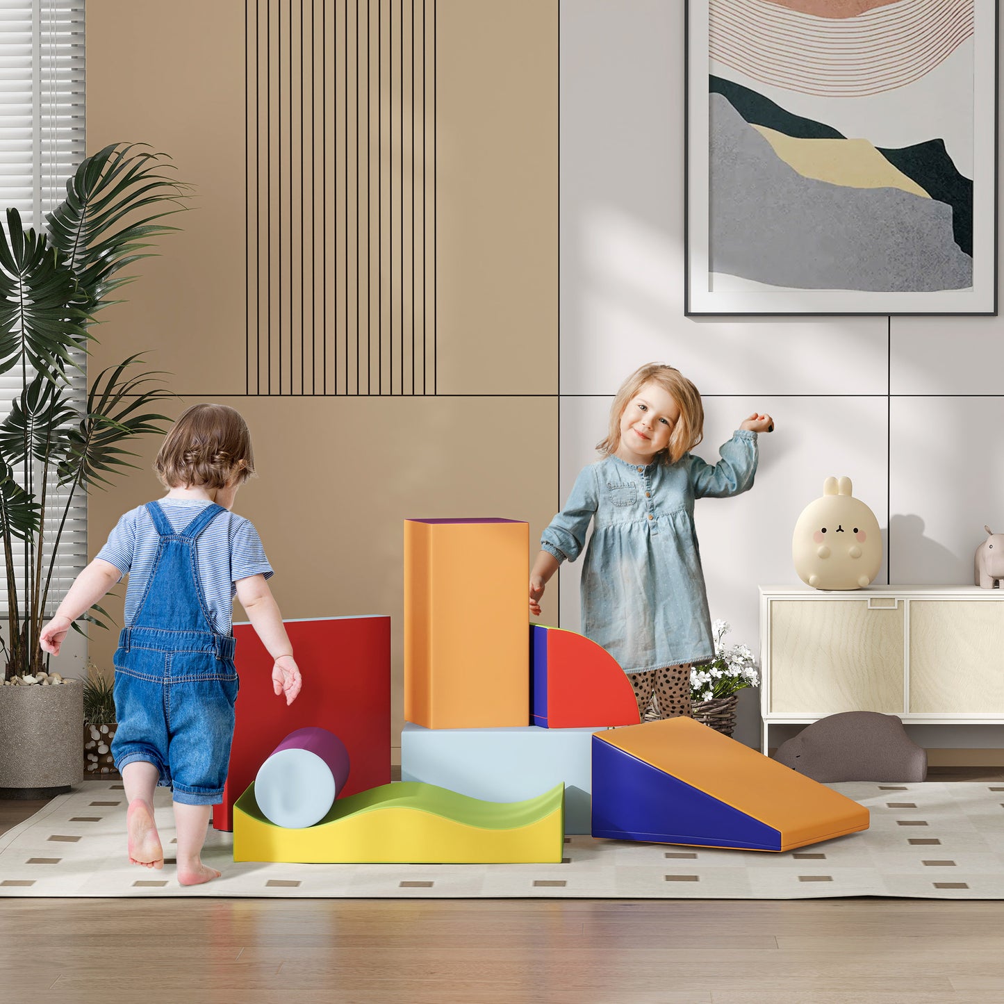 7 Piece Soft Soft Play Set for Toddlers 1-3 Years, Multicoloured