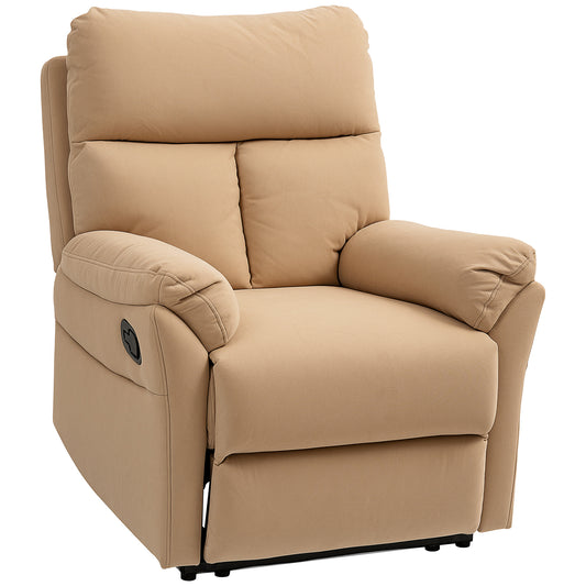 140° Manual Reclining Armchair, with Footrest - Light Brown