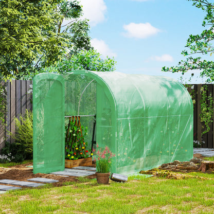 3 x 2 x 2m Polytunnel Greenhouse with Walk-in Grow House Tent with PE Cover and Galvanised Steel Frame, Green