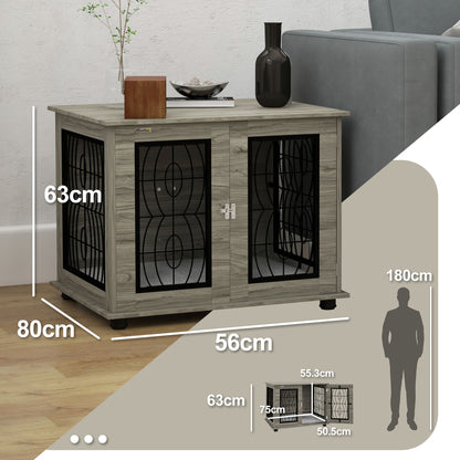 PawHut 29.5" Indoor Dog Crate Furniture End Table with Soft Washable Cushion, Lockable Front Door, for Medium Dogs