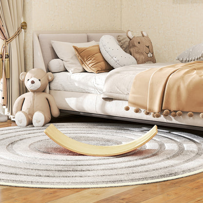 AIYAPLAY Wooden Balance Board for Kids, Wobble Board with Silent Felt for Sensory Play, Orange / Blue