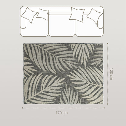 UV Resistant Indoor & Outdoor Area Rug, Easy-Cleaning Machine Washable Rug for Patio, Garden, Kitchen, Bathroom or Living Room, 170 x 120 cm, Grey