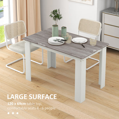 Dining Table for 4-6 | Wood-Effect Melamine Top | Triangular Legs | Water-Resistant | 50kg | Grey