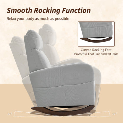 Corduroy Rocking Armchair - Grey / Beige