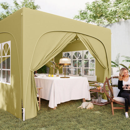 3x3m Pop-Up Gazebo | UPF50+ Oxford Fabric | 3-Height Adjustment 253-273cm | 2 Windows & Dual Doors | 8 Drainage Holes | 4 Guy Ropes & 12 Ground Stakes | Carry Bag | Fits 6-9 People | Sand