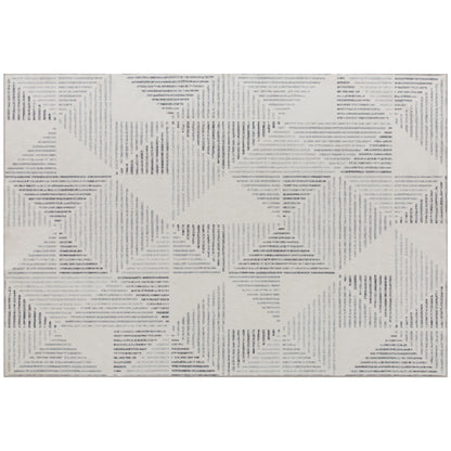 Modern Geometric Area Rug | Machine Washable | 100% Polyester Plush | TPR Non-Slip Backing | Foldable | 170x120cm | Grey | Living Room Bedroom Dining Room Home Office