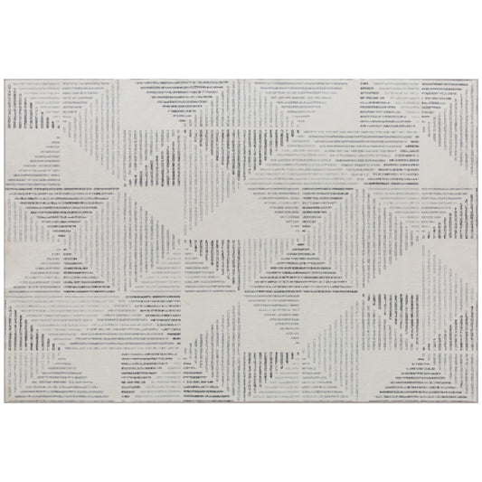 Modern Geometric Area Rug | Machine Washable | 100% Polyester Plush | TPR Non-Slip Backing | Foldable | 170x120cm | Grey | Living Room Bedroom Dining Room Home Office