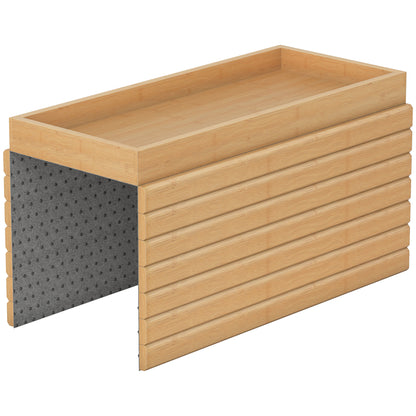Bamboo Sofa Arm Tray | Foldable | 2cm Recessed Anti-Slip Tray | Drinks & Snacks | No Assembly | Natural Wood Finish