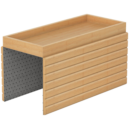 Bamboo Sofa Arm Tray | Foldable | 2cm Recessed Anti-Slip Tray | Drinks & Snacks | No Assembly | Natural Wood Finish