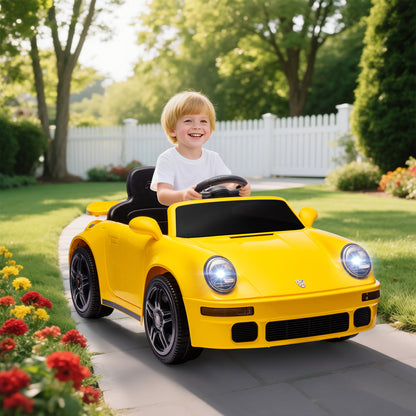 AIYAPLAY Licensed RUF CTR 2017 Electric Car for Kids, with Remote Control, Soft Start, MP3 Player, LED Lights, Yellow / Pink