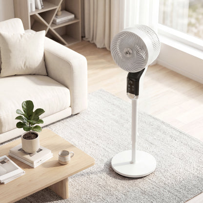 Silent Standing Pedestal Fan | 41" | 20dB Sleep Mode | 8 Speeds | 85° Oscillation | 12H Timer | Remote | Aroma Box | White