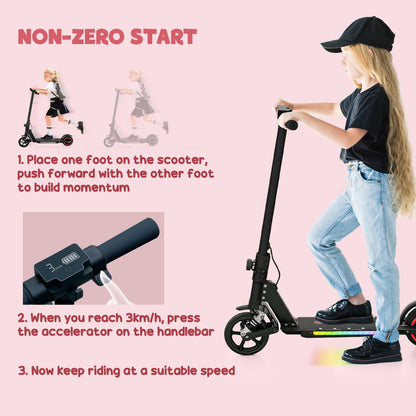 Folding Electric Scooter for Kids Age 6-14 with Dual Brakes, Front Suspension, LED Colourful Lights and Display, 6.8kg Lightweight Aluminium E Scooter, Up to 14 KM/H & 6 KM