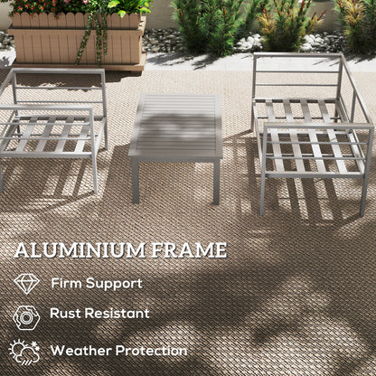 4-Piece Aluminium Garden Sofa Set | Thick Cushions | Loveseat, 2 Armchairs & Table | Charcoal Grey