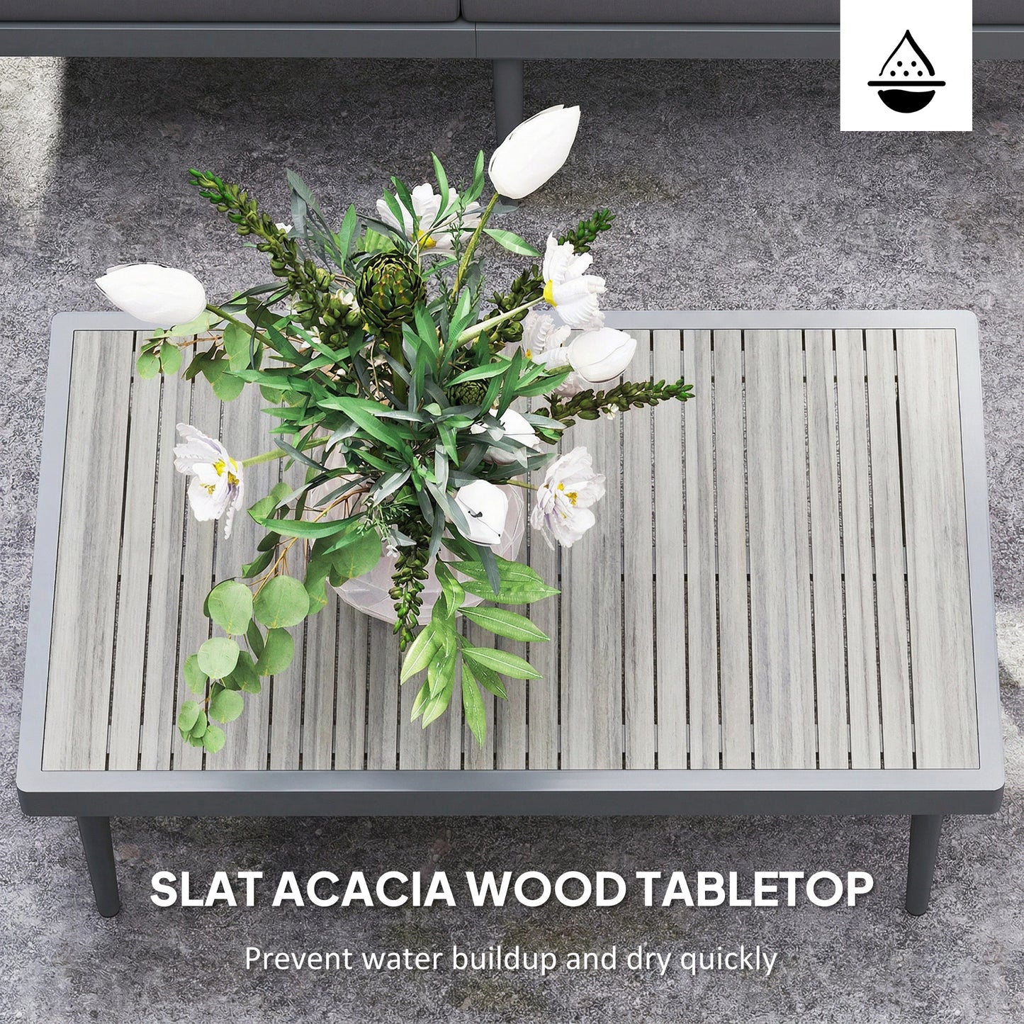 3-Piece Rattan Garden Sofa Set | 2 Loveseats | Acacia Wood End Table & Coffee Table | 10cm Seat & 20cm Back Cushions | Washable Covers | 320kg Capacity | PE Rattan & Steel | Grey