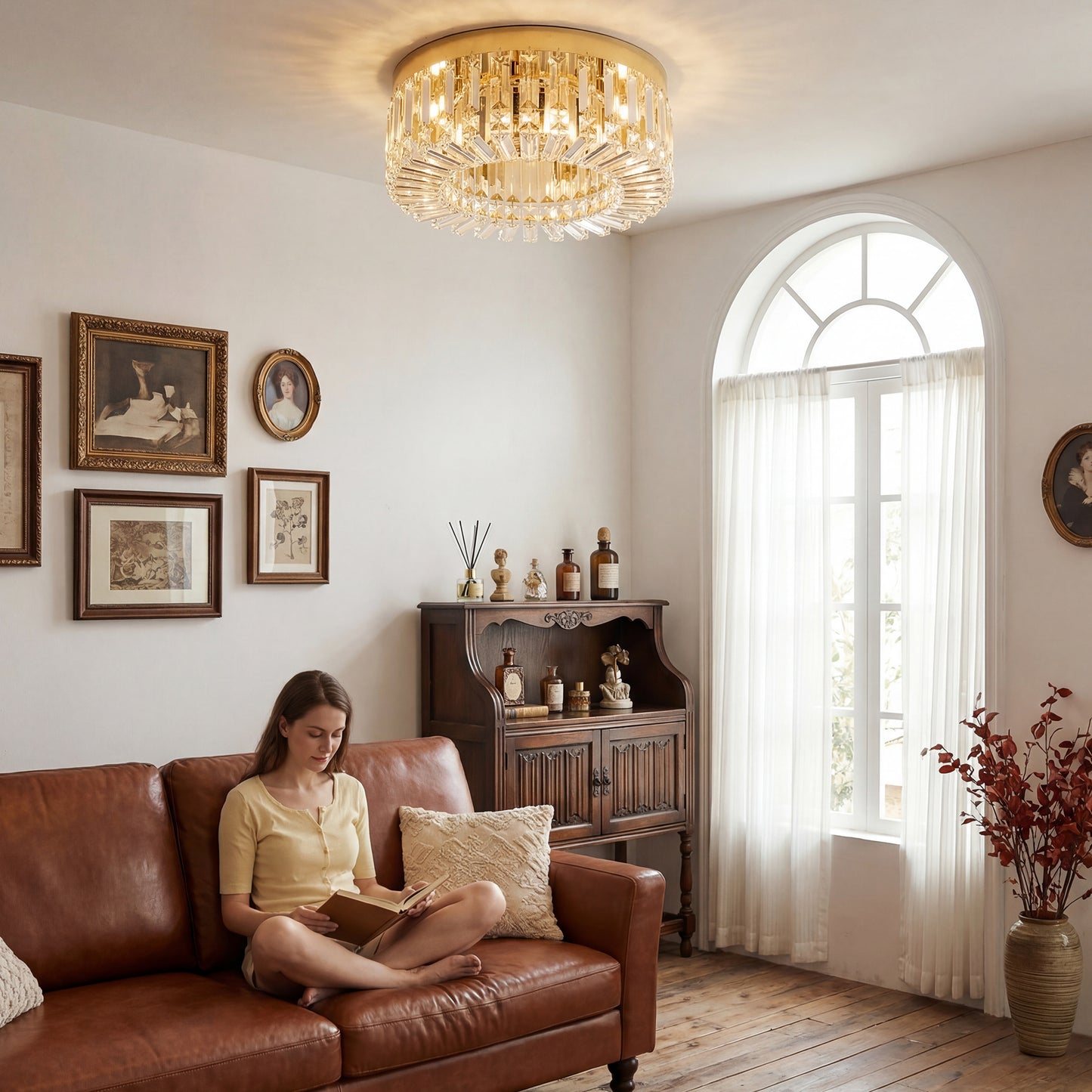 Crystal Chandelier | 160 Crystal Pendants | 6-Light G9 | Ø40cm | 10-40m² | Gold Tone