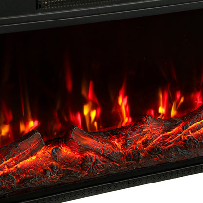 127cm Electric Fireplace Insert | 3-Sided Panoramic Log Effect | 900/1800W, 12 Colours, Remote & Timer | Black