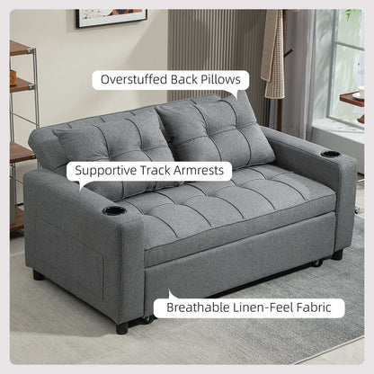 Two-Seater Pull-Out Sofa Bed - Charcoal Grey