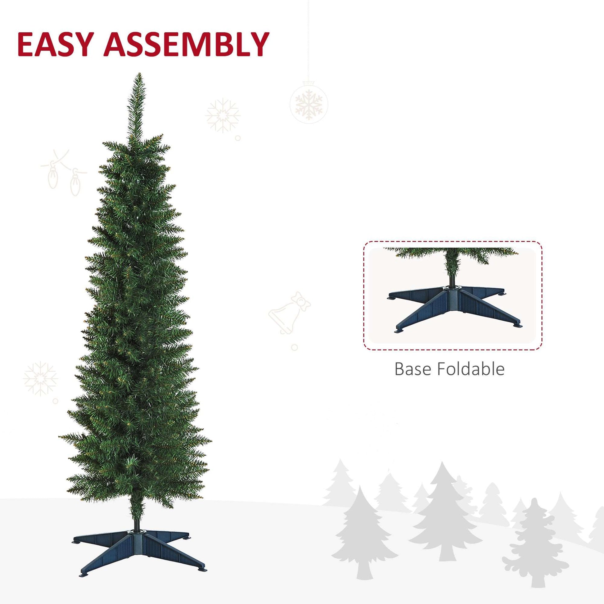 1.5m Artificial Christmas Pine Tree With Plastic Stand-Green