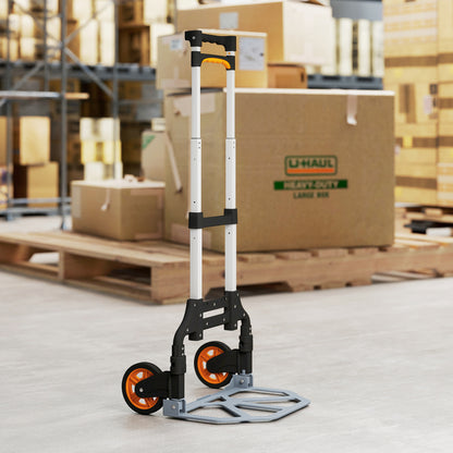 Folding Sack Truck, 70kg Lightweight Hand Truck with Wheels, Foldable Trolley Cart with Telescoping Handle for Warehouse, Office, Luggage, Silver Tone
