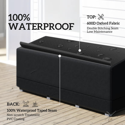 Rectangular Patio Furniture Cover for 3 Seater Sofa Bistro Set, Water UV Resistant Protection 600D Oxford Fabric Rattan Lounge Clean Cover, 190 x 72 x 76cm, Black