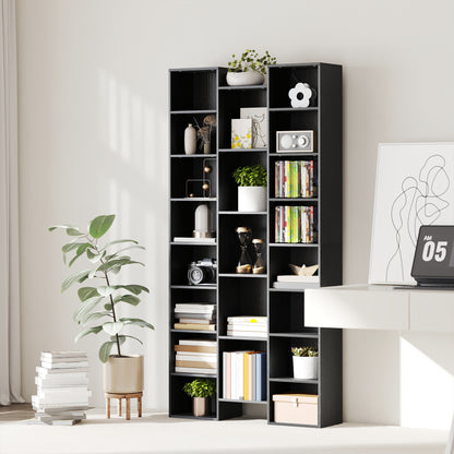 21-Compartment Bookshelf - Black / White