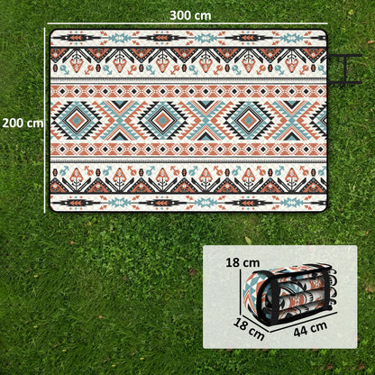 Large Picnic Blanket 300x200cm – Water-Repellent, Oxford Cloth Base, 1cm Cotton Filling, Rolls Compact with Integrated Strap, For Camping, Beach & Garden – Mix Colour