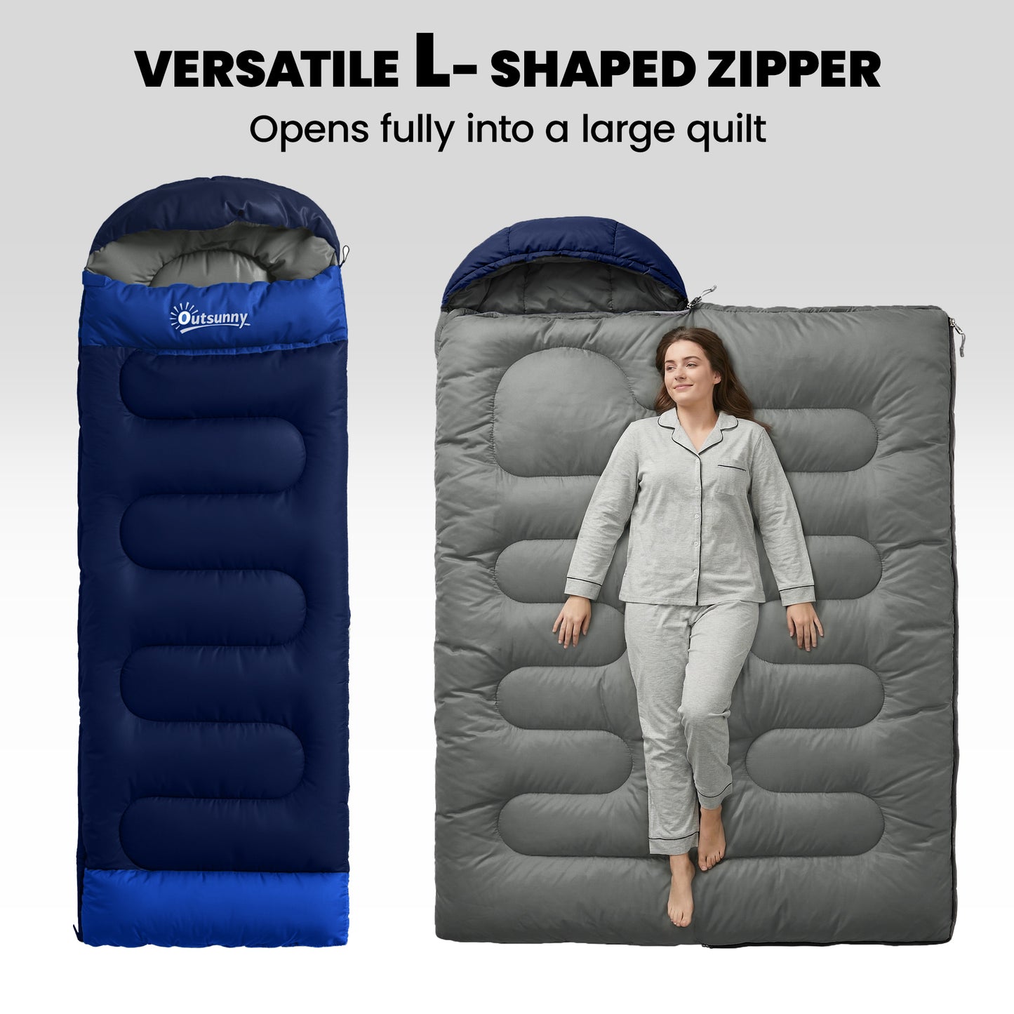 Outsunny Sleeping Bag for Adults, Lightweight & Compact Sleeping Bag, 3 Seasons