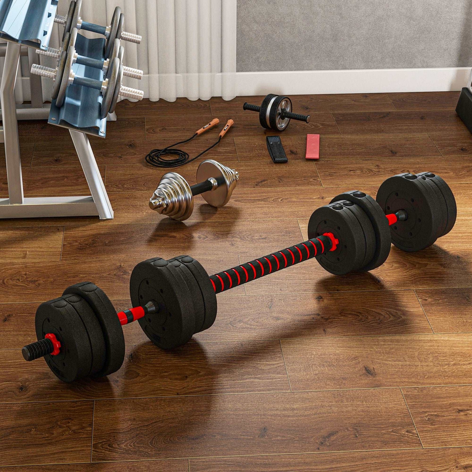 20kg 2 IN 1 Adjustable Dumbbells Weight Set, Dumbbell Hand Weight Barbell for Body Fitness, Lifting Training for Home, Office, Gym, Black
