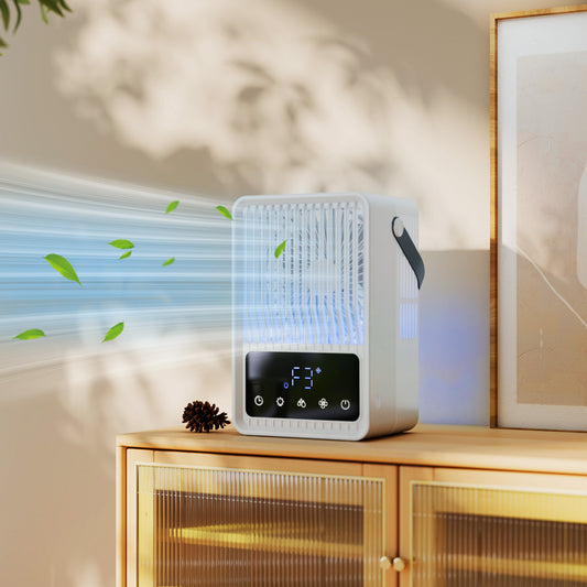 Desk Fan with Mist Humidifier & RGB Light | 550ml Top-Fill Tank | 3 Speeds | 2-Level Mist | Touch Panel | Black