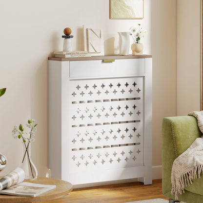 78 x 19 cm Minimal Radiator Cover, with Drawer - White