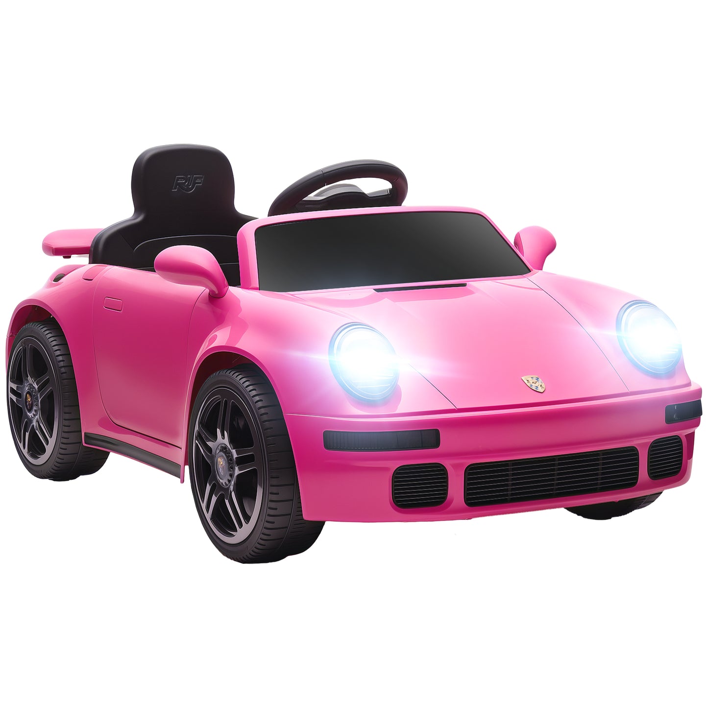 AIYAPLAY Licensed RUF CTR 2017 Electric Car for Kids, with Remote Control, Soft Start, MP3 Player, LED Lights, Yellow / Pink