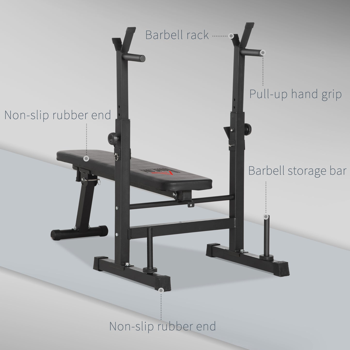 Adjustable Weight Bench Foldable Bench Press, with Barbell Rack, Black