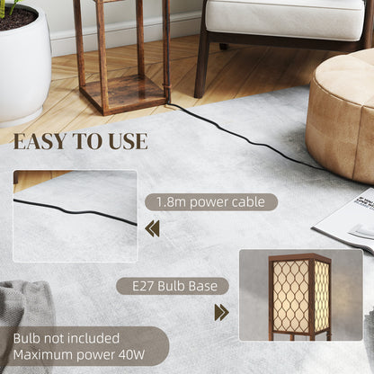 Three-Shelf Standing Lamp - Rustic Brown/White