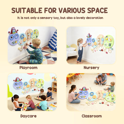 AIYAPLAY Caterpillar Busy Sensory Board with 7 Activities, for Nursery, Playroom, Home, for 3+ Years