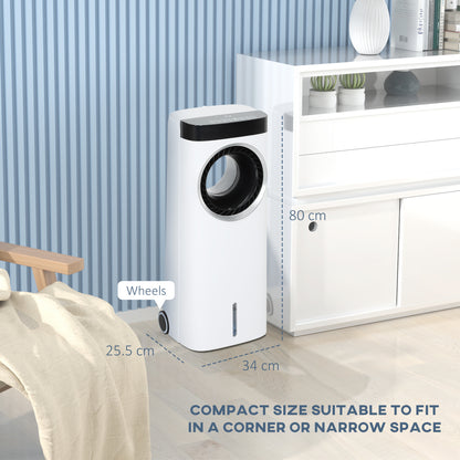 Evaporative Air Cooler, 6.5L 4-in-1 Bladeless Portable Cooler, Fan, Humidifier, Air Clean W/ Oscillation, 3 Speeds, 24H Timer, 2 Ice Packs