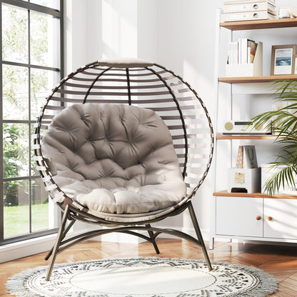 Outsunny Egg Chair with Cushion & Side Pocket - Light Grey