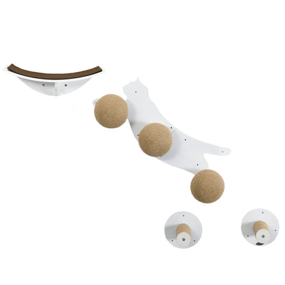 PawHut Cat Training Wall Furniture, With Curved Platforms, Scratching Posts