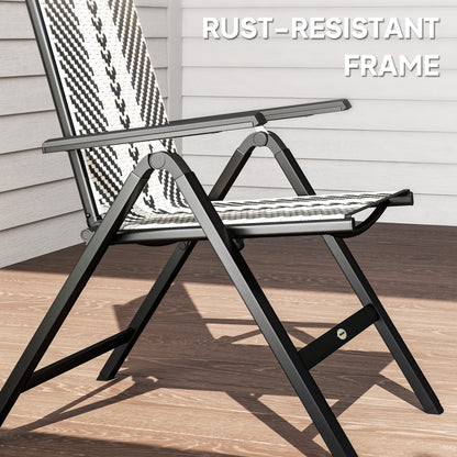 Outsunny Rattan Reclining Folding 5 Position Garden Chair - Black / Grey / Orange