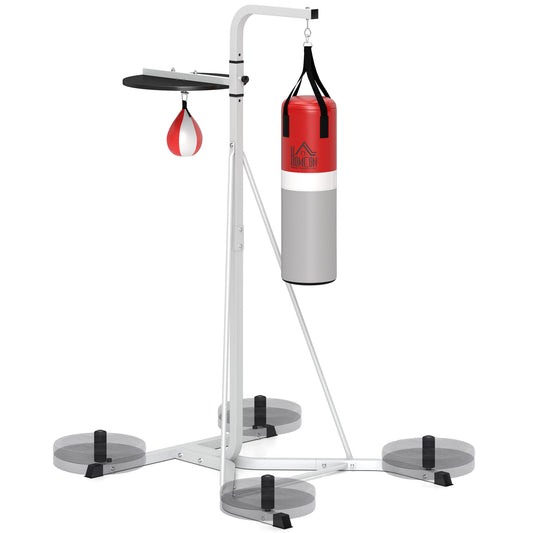 Freestanding Boxing Punch Bag & Speed Ball Station Hanging Frame Training Exercise Platform Home Gym Heavy Duty, White