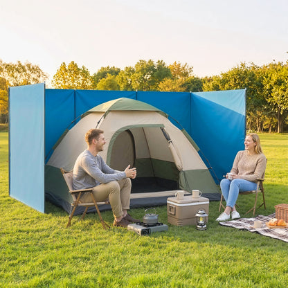 Outsunny Camping Windbreak, Foldable Portable Wind Blocker w/ Carry Bag and Steel Poles, 780cm x 150cm
