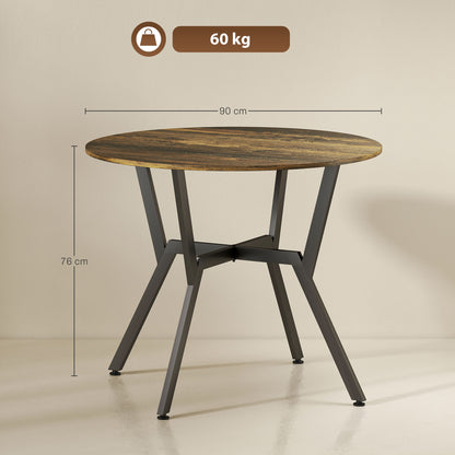 Dining Table, Round Kitchen Table with Black Legs, Anti-slip Foot Pads for Living Room, Dining Room 90 x 76 cm
