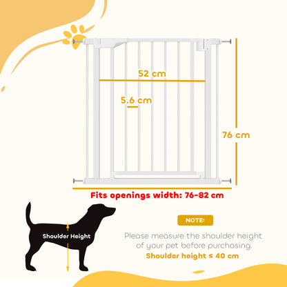 Baby Gate, Pet Safety Gate Pressure Fit, 76-82cm Wide with Two-Way Open, One-Hand Opening