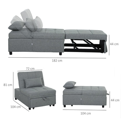 Four-In-One Single Sleeper Chair - Light Grey