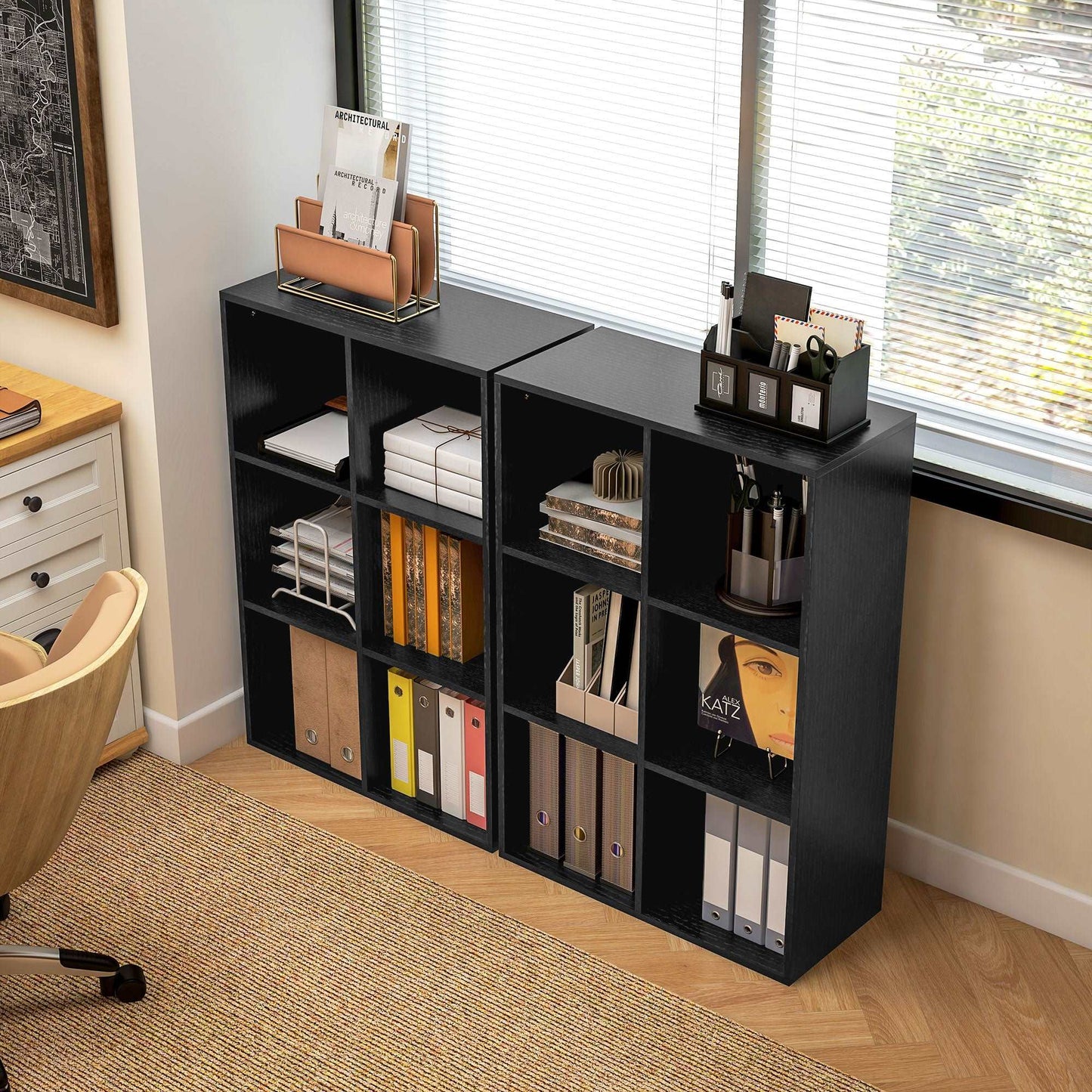 Six-Cube Bookcase - Black Wood Effect
