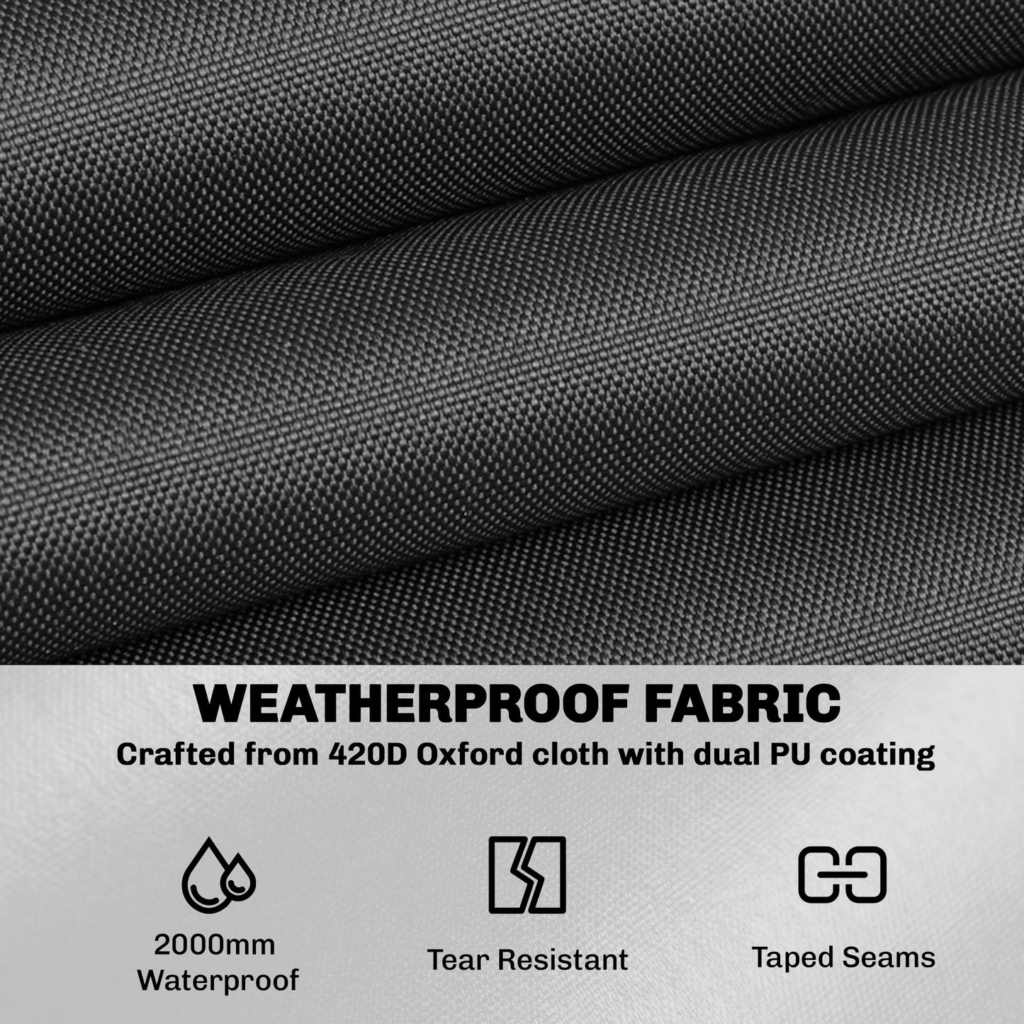 Round Garden Furniture Cover | 420D Oxford | UV30+ | Ø214x70cm | 4 Buckles & Drawstrings | Black