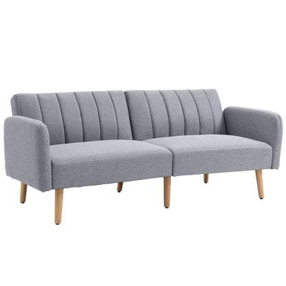 Two-Seater Sofa Bed, with Split Back - Light Grey