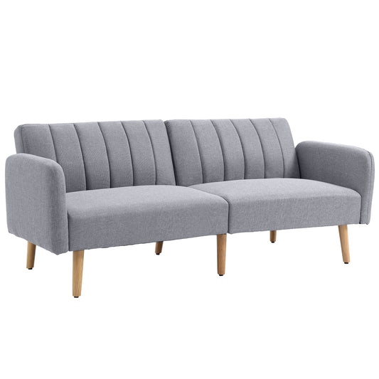 Two-Seater Sofa Bed, with Split Back - Light Grey
