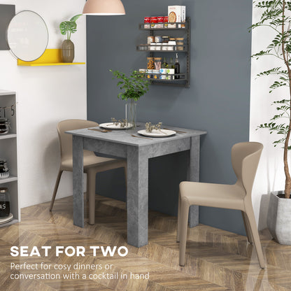 Square Dining Table, Modern Small Dining Table with Faux Cement Effect, Space Saving, Non-slip Foot Pads, Cement Grey