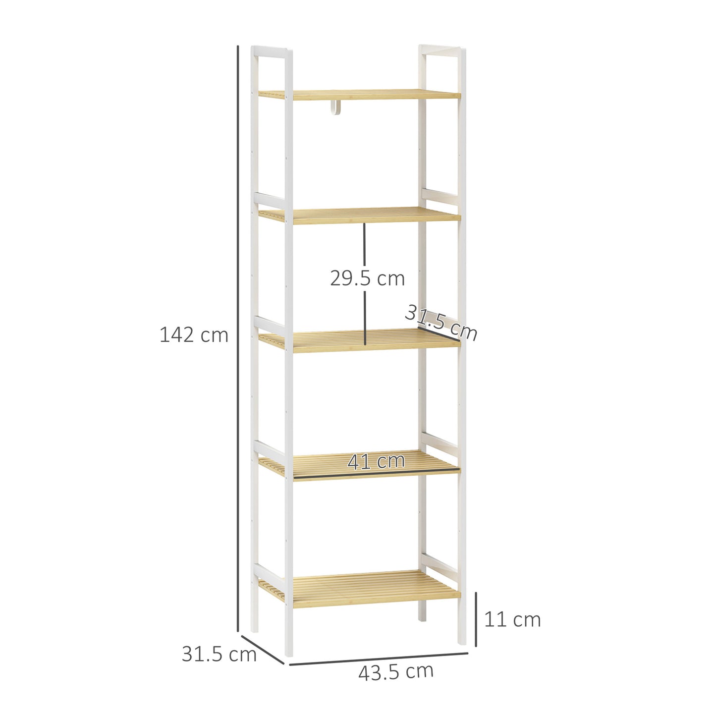 Five-Tier Bamboo Adjustable Shelf Storage Unit